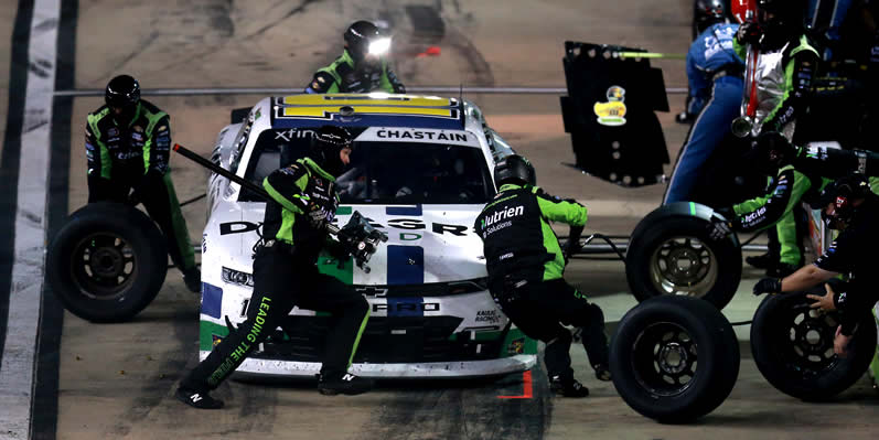 Ross Chastain pits at Bristol Motor Speedway