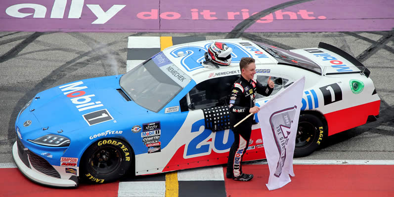 John Hunter Nemechek celebrates Joe Gibbs Racing's 200th NASCAR Xfinity Series win