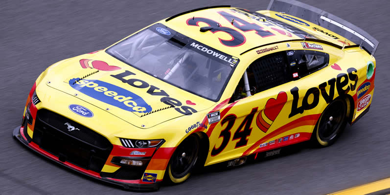 Michael McDowell drives during practice