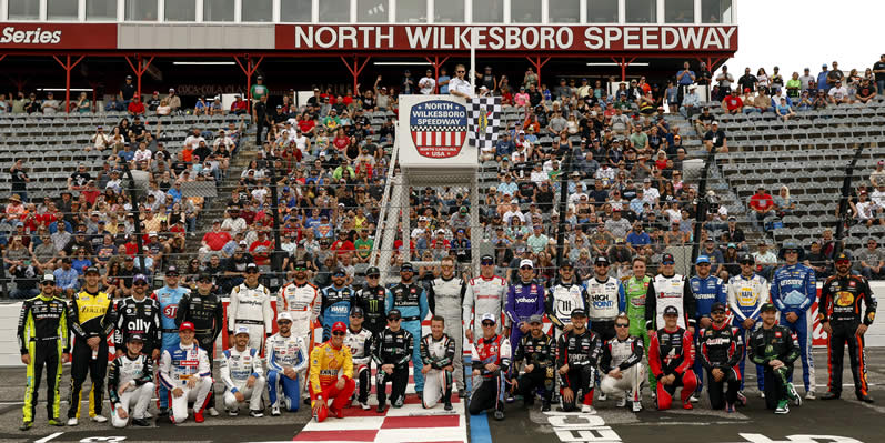 A general view of NASCAR Cup Series drivers at North Wilkesboro Speedway