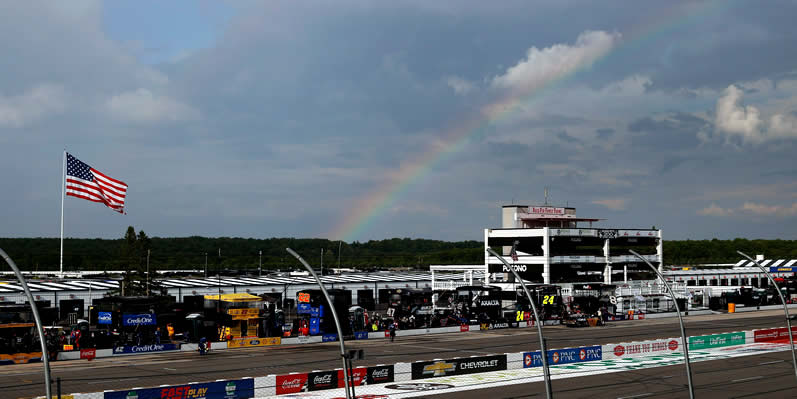 rainbow over Pocono Raceway