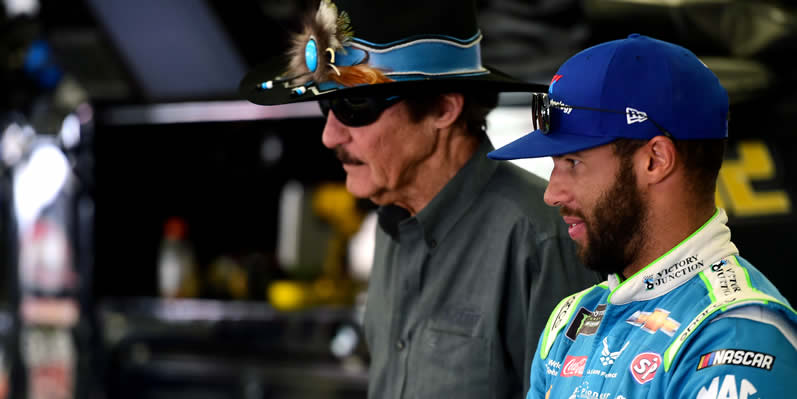 Richard Petty stands with Bubba Wallace