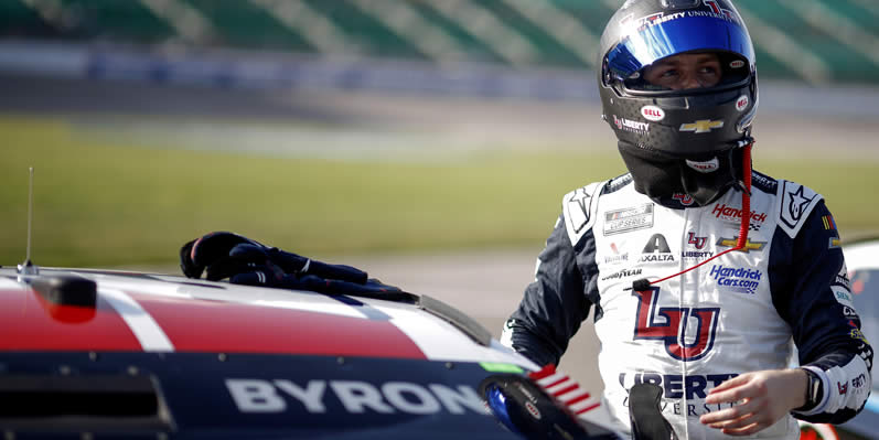 William Byron looks on during qualifying