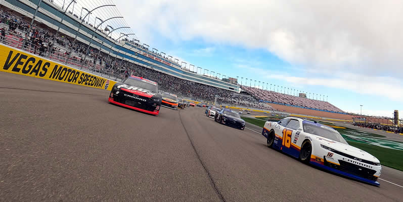 AJ Allmendinger and Josh Berry leads the field on a pace lap