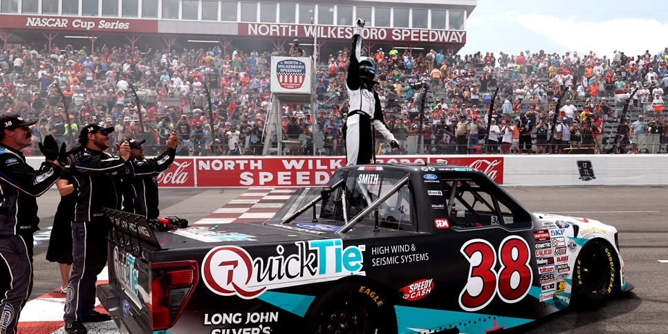 Chandler Smith celebrates after winning