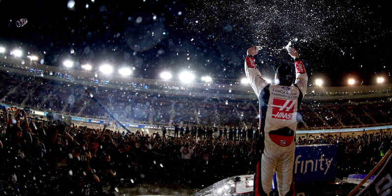 Cole Custer celebrates in victory lane