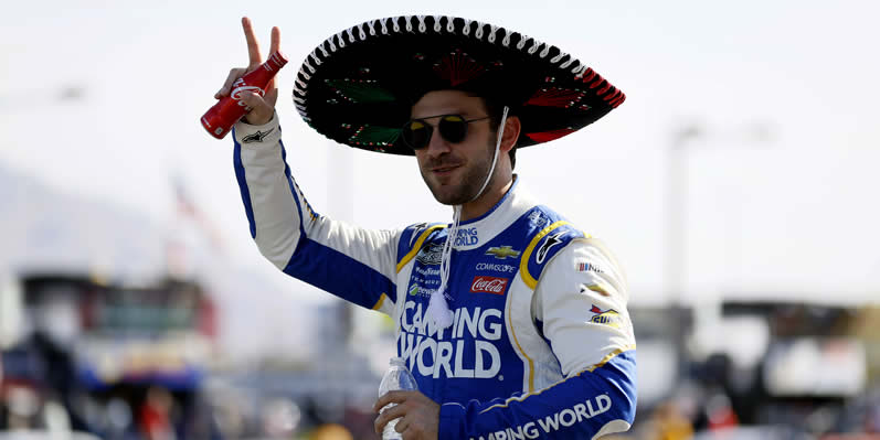 Daniel Suarez walks the grid at Las Vegas Motor Speedway