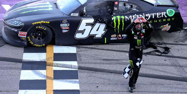 Ty Gibbs celebrates after winning